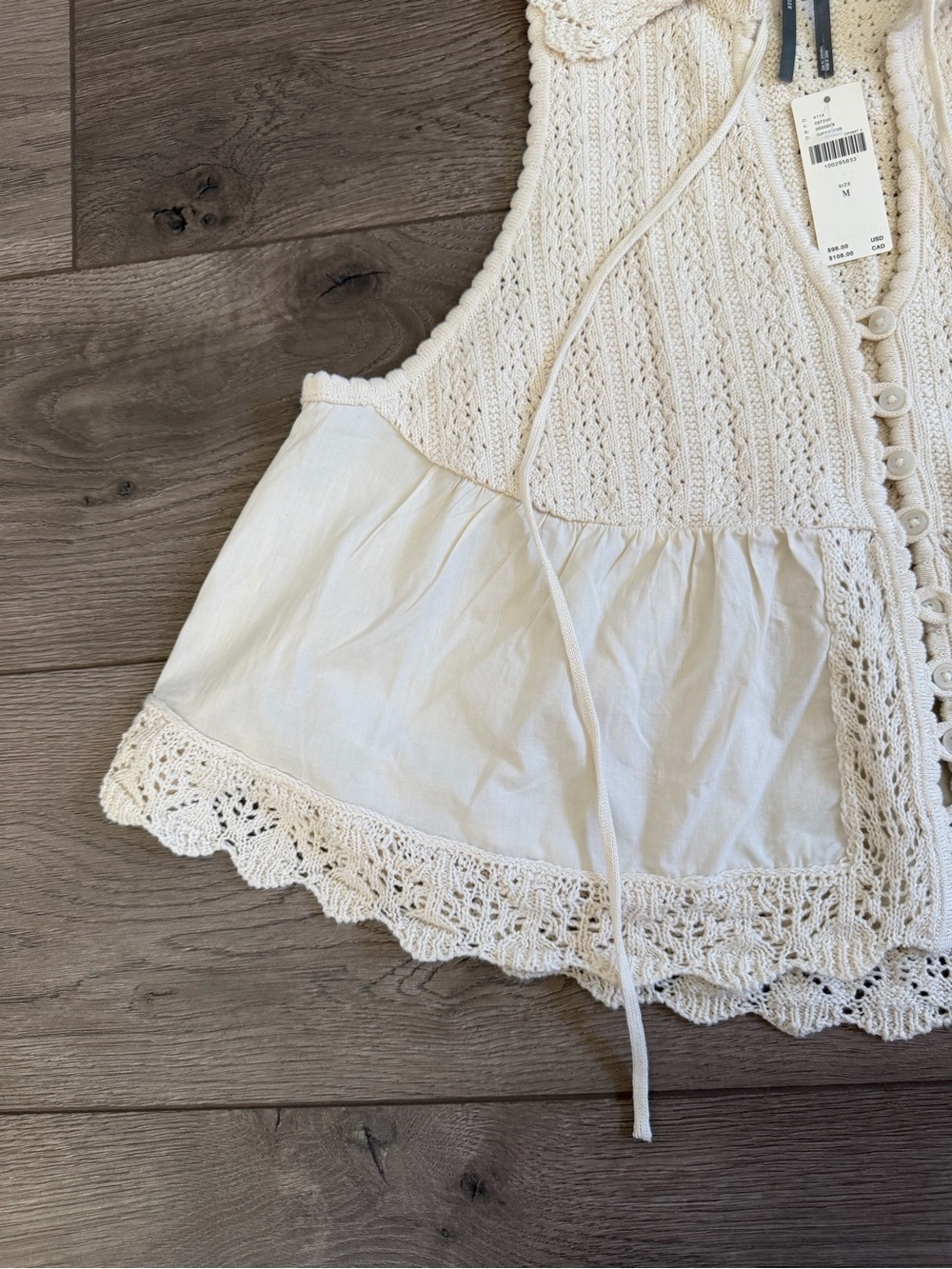 NWT ANTHROPOLOGIE Ivory Crochet-Trim Sleeveless Button Front Top Size Medium - Picture 8 of 11